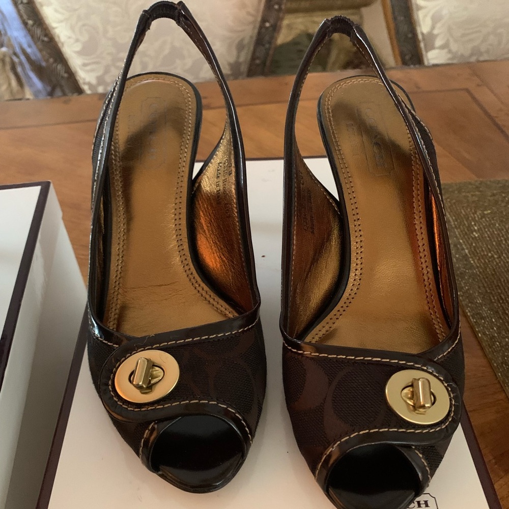 Coach Peek-a-Boo Toe Heels, brown